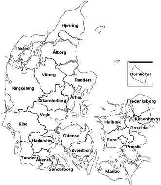 Oversigt over Danmark's amter